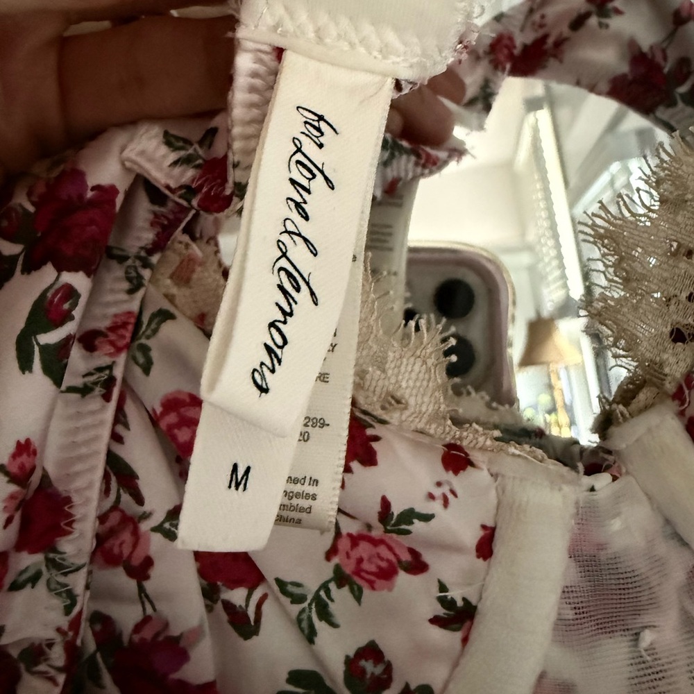 For Love & Lemons White Pink Floral Ruched Bustier Camisole - Picture 4 of 4